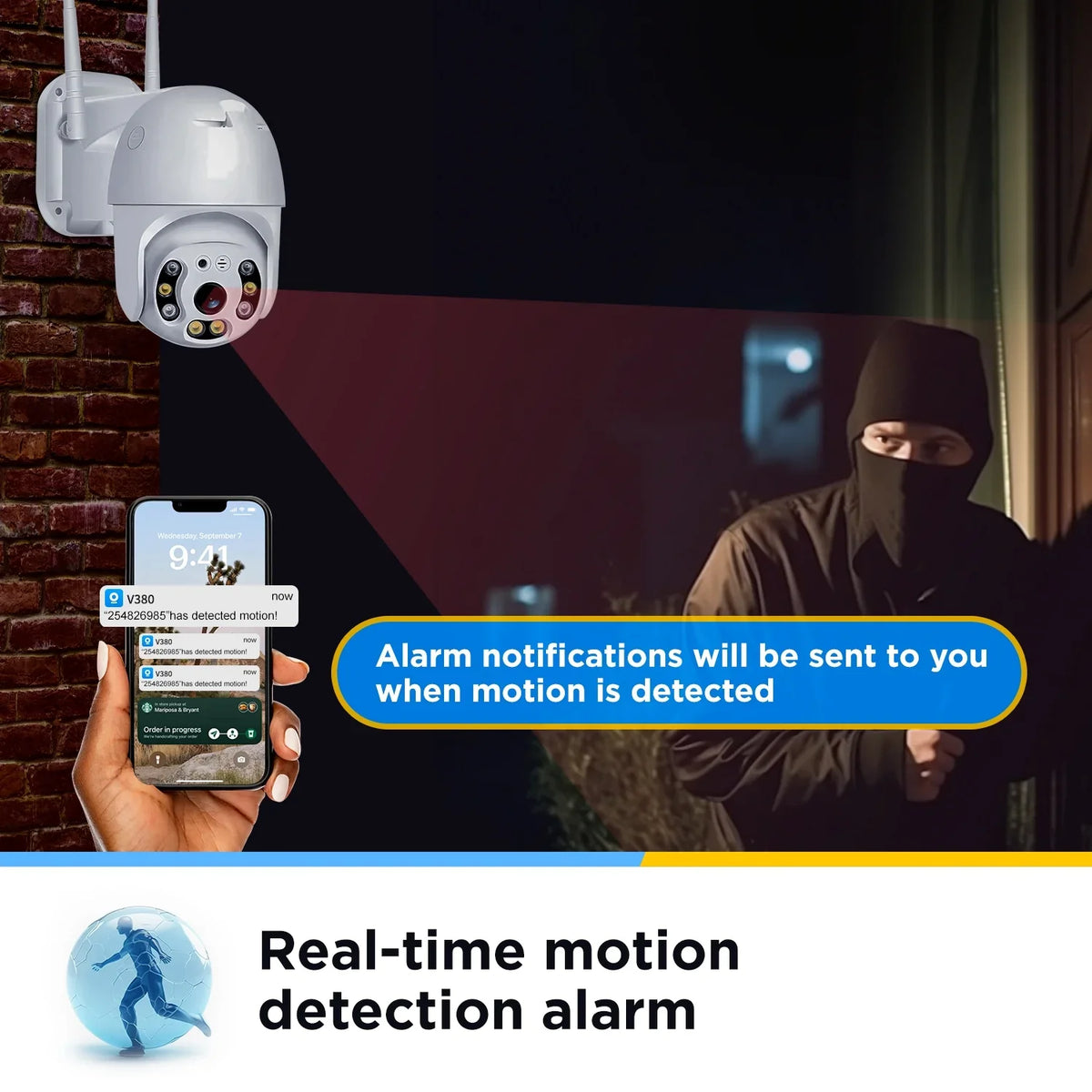 Security Hd System, WiFi Camera Camera Alarm Vision, for Ultra Outdoor 2k Home with 360 Night Security 3mp Waterproof Camera, With