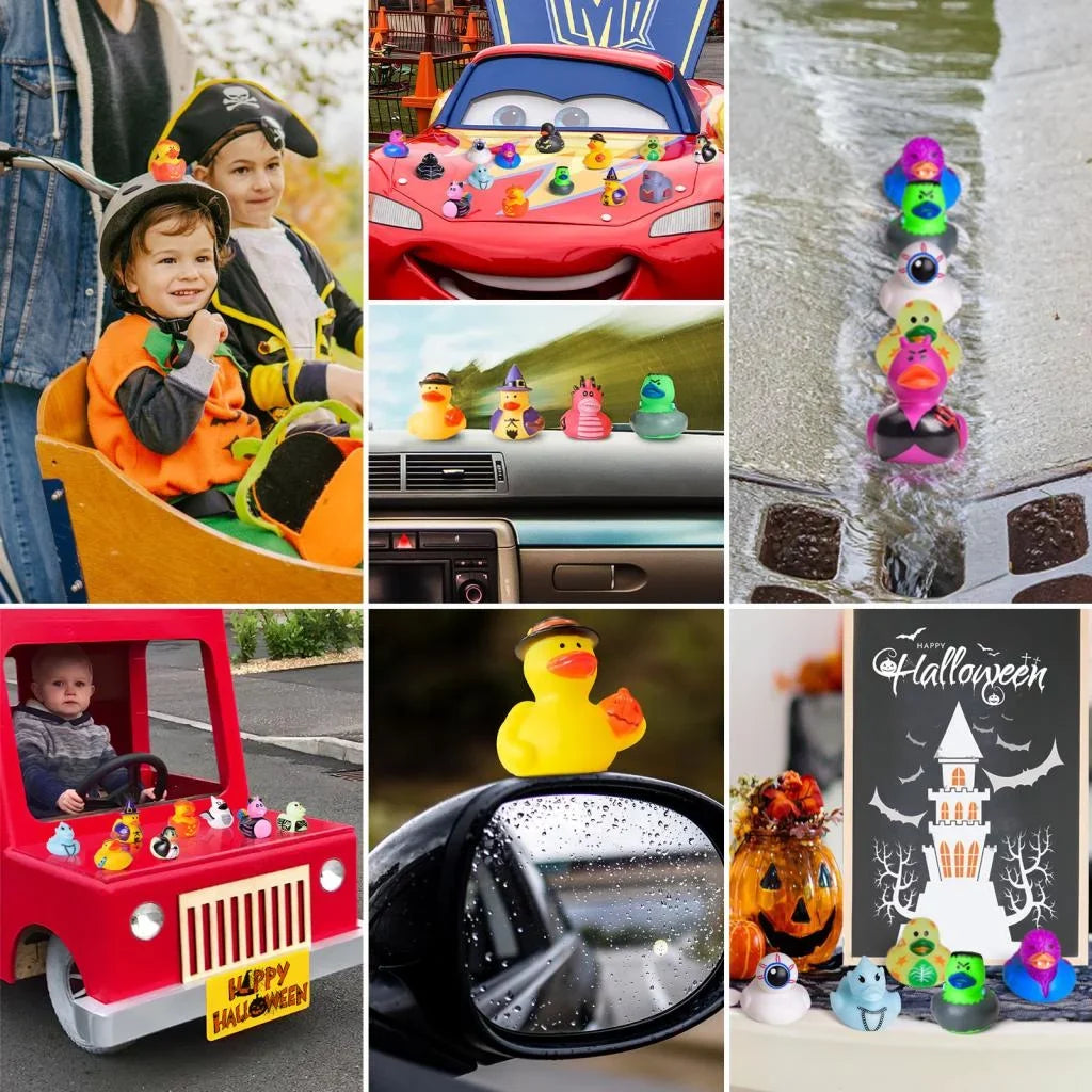 Pcs Baby Showers,Halloween Decor for or Ducks,Rubber Trick Toys Bath Treat,Halloween Toys Little Favors Halloween 24 Rubber Fun Ducks Party