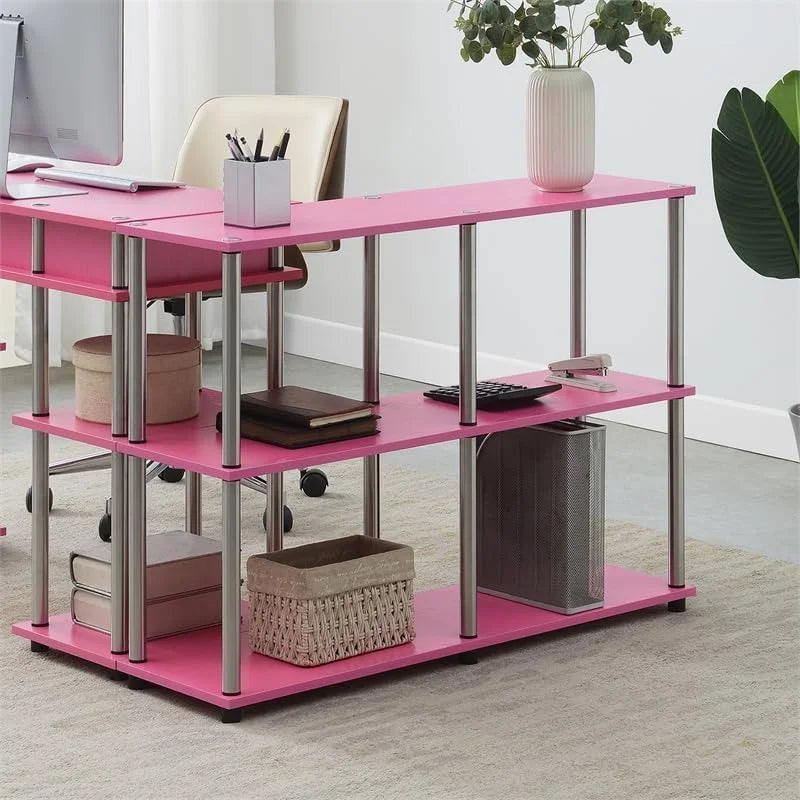 Console Finish in No-Tools Shelves Table Wood with Pink