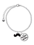 Real Jewelry Enamel Black Delight Small Heroes Dome Bracelet Masks Charm Mustache Wear Silvertone
