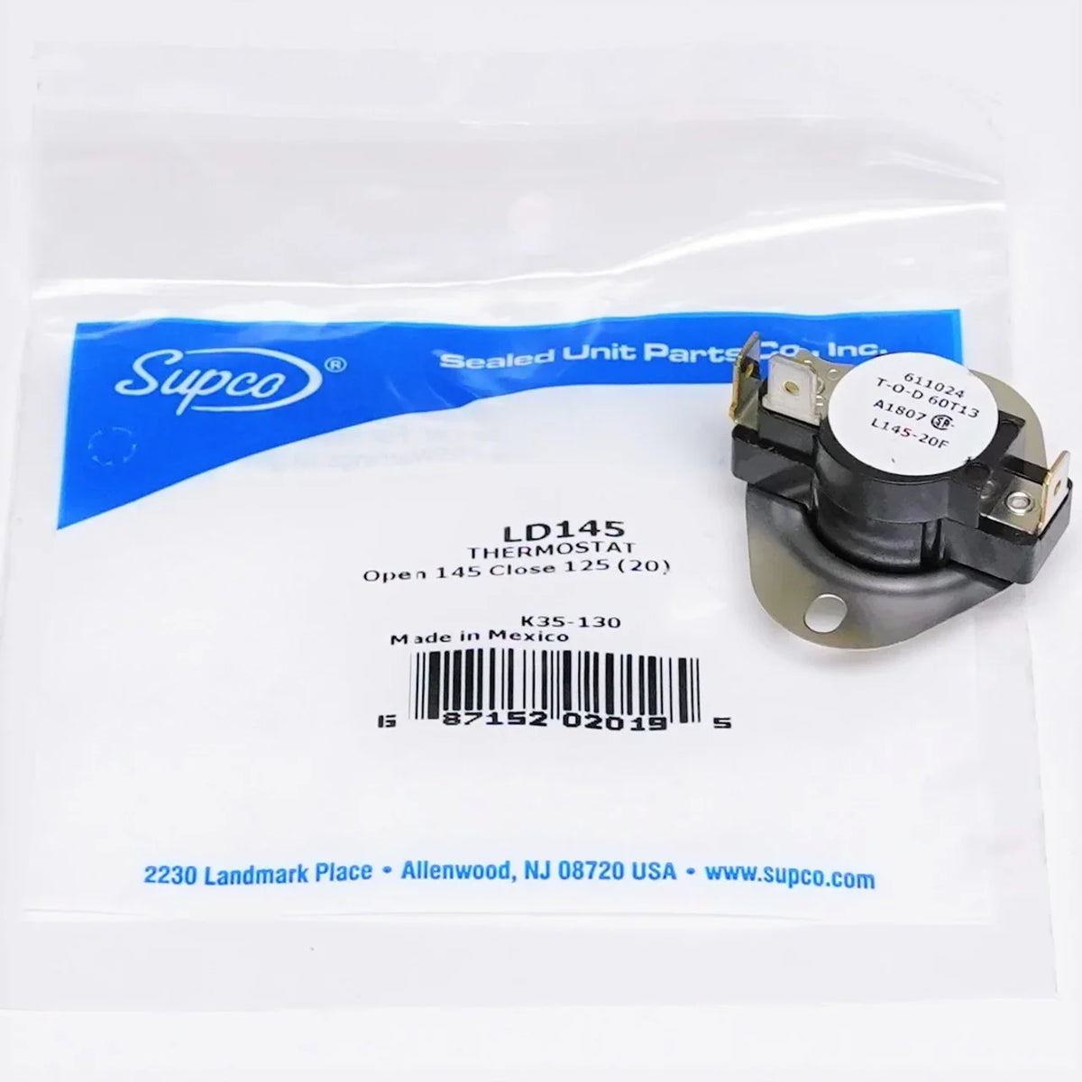 Wire Open Supco Limit 3 Thermostat LD145-20 LD145 Heater Thermodisc On Supco Rise