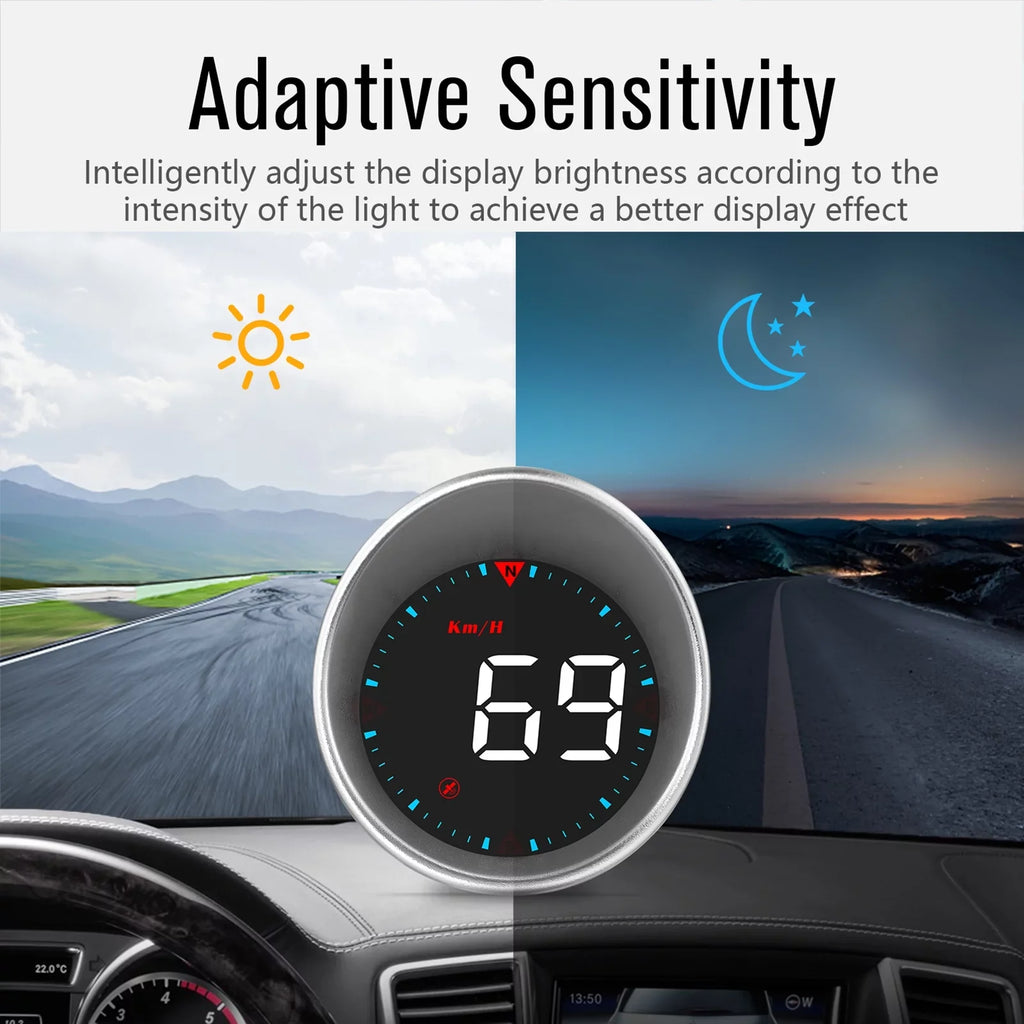Digital Alarm, - Car Display Overspeed Speedometer Fatigue with Mileage Driving Driving Angle, Head-Up Alarm Compass (HUD) Display, and