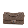 Authenticated Classic Suede Unisex Small Double Leather Pre-Owned Shoulder Flap Bag Chanel Brown