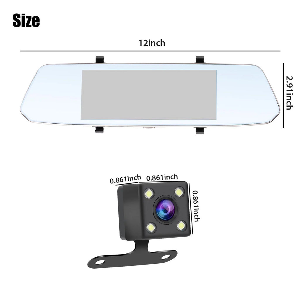 and Wide-Angle View Camera, Cars, for Cam Lens Dash with EEEkit Dash Night Car 7inch Screen Touch 170° Camera G-Sensor, 1080P Mirror Rear Mirror Front Dual Vision, Camera Motion Detection,