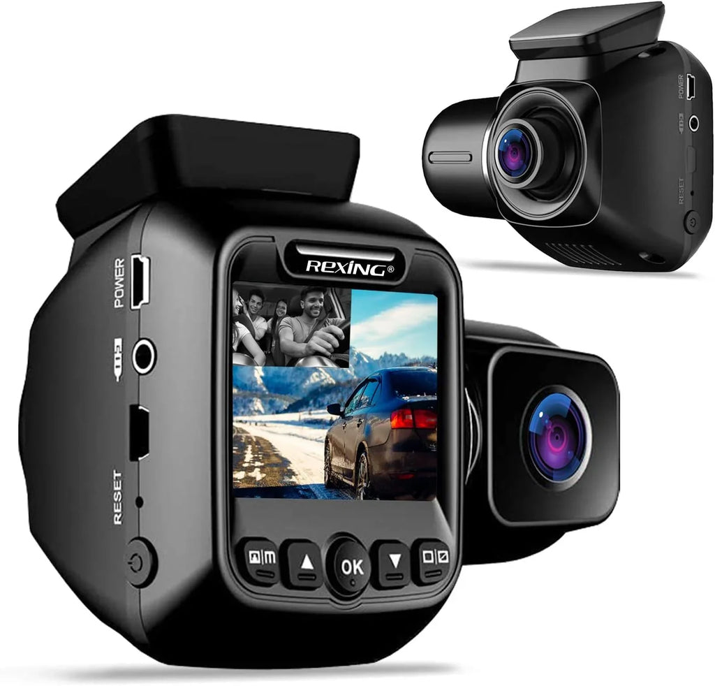 2” LCD Camera - Dual W202 Max Mini 128GB Open Dash BLACK Rexing Front/Cabin Cam Box 1080p