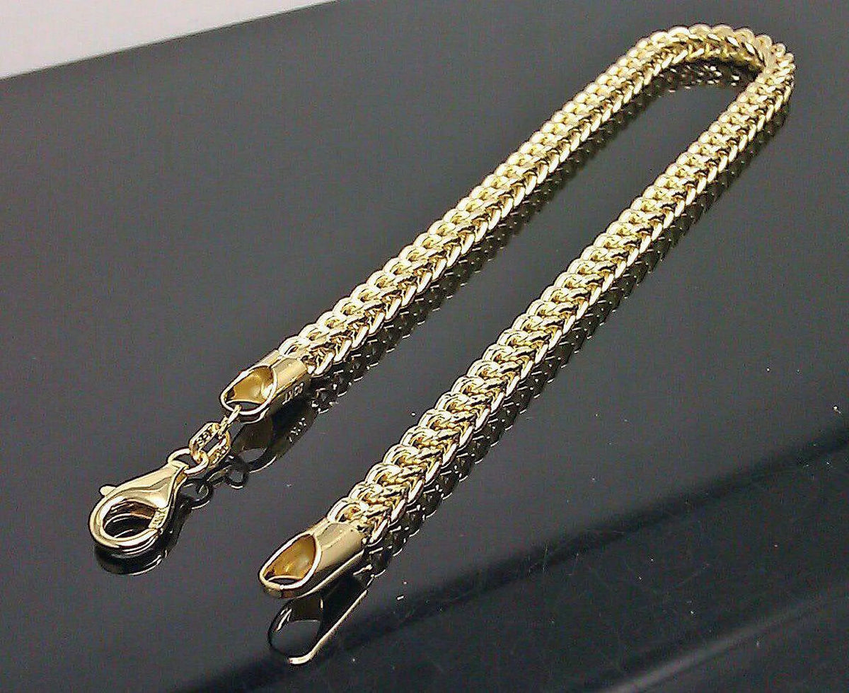 Yellow Inch 10k Gold 3.5mm,Rope,Cuban, Real Franco Bracelet Ladies 8" Women Gift