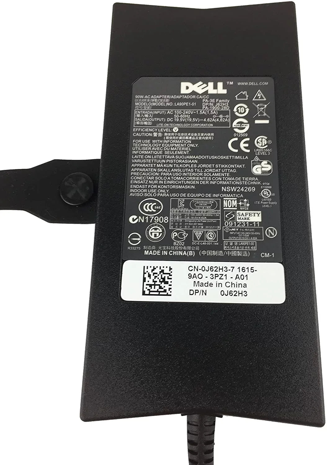 Cord 1540 3560 1537 Adapter) Dell 1521 4.62A Charger 90W Studio 1735 1520 for Inspiron 1737 19.5V 1545 3460 1525 Latitude, Vostro 3750 1564, 1555 PA-3E Supply Power 1526 Dell and (Original