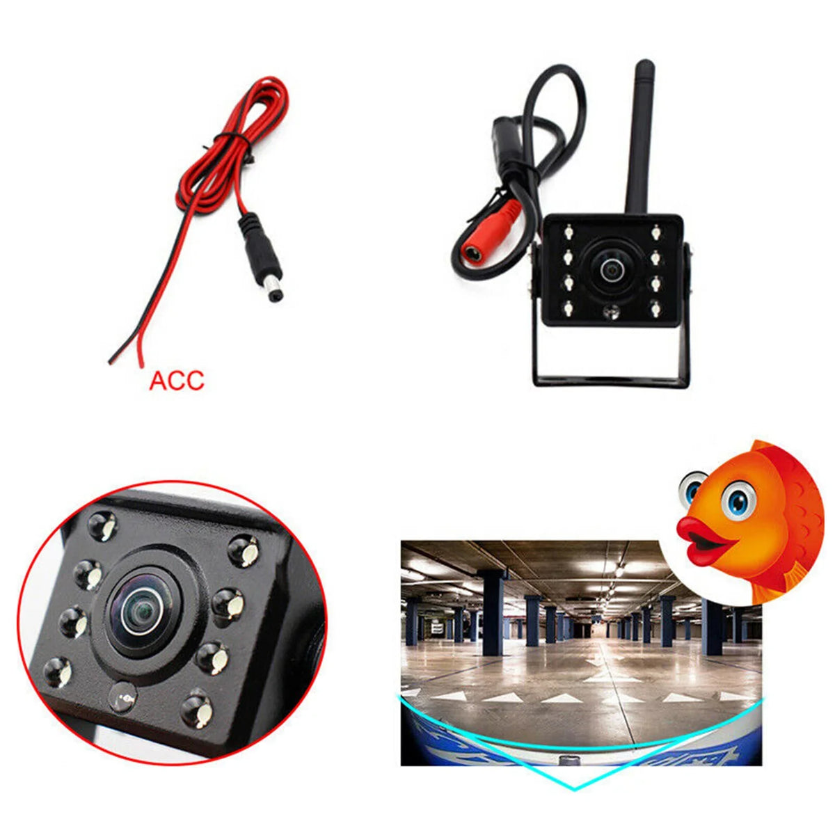 Meterk Vision Backup Wireless WiFi Night Car IP67 Reversing View Truck Rear Reverse LED Camera Monitor Camera, Waterproof Automobile Wireless ~36V Bus
