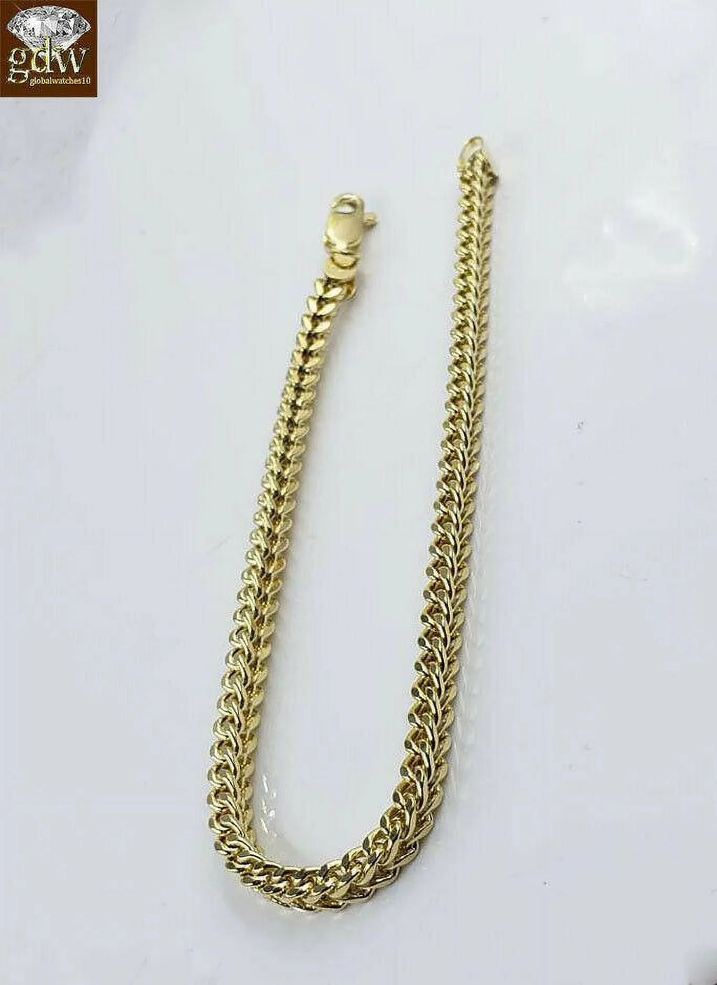 Yellow Inch 10k Gold 3.5mm,Rope,Cuban, Real Franco Bracelet Ladies 8" Women Gift