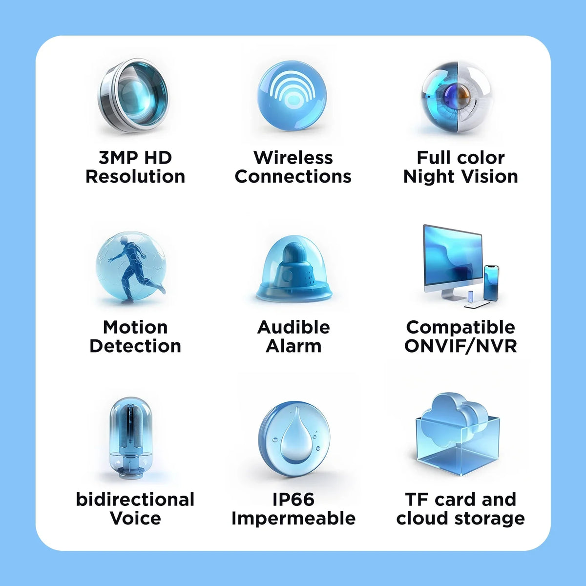 Security Hd System, WiFi Camera Camera Alarm Vision, for Ultra Outdoor 2k Home with 360 Night Security 3mp Waterproof Camera, With