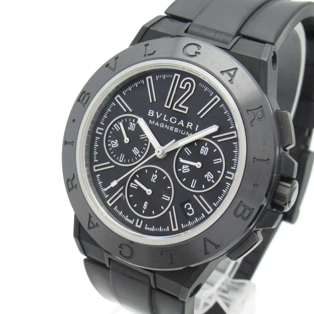 DG42SMCCH (Good) Rubber BVLGARI Wrist DG42SMCCH mag Diagono Watch watch Automatic Mechanical Pre-Owned belt Magnesium Chrono Watch Black Wrist