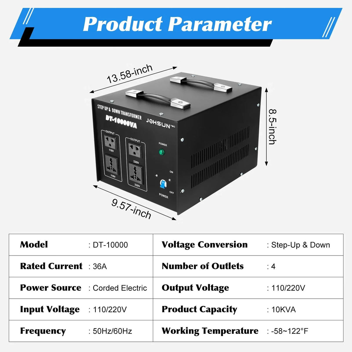 Wuzstar 110V Step Transformer Electric 220V Voltage Heavy Converter Down Step Up to/from Converter Duty
