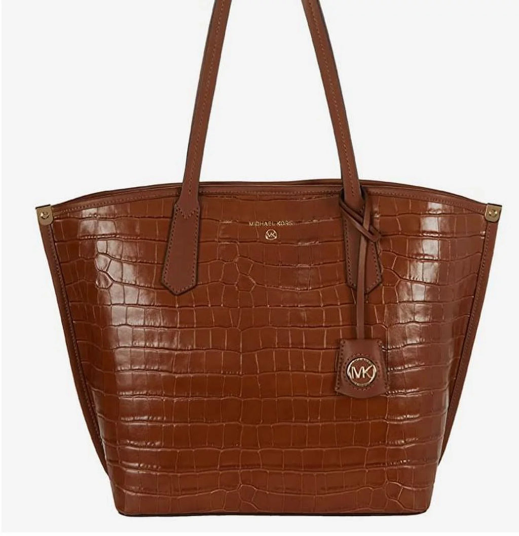 Croc Michael Large Chestnut Jane Tote - Kors Leather Embossed