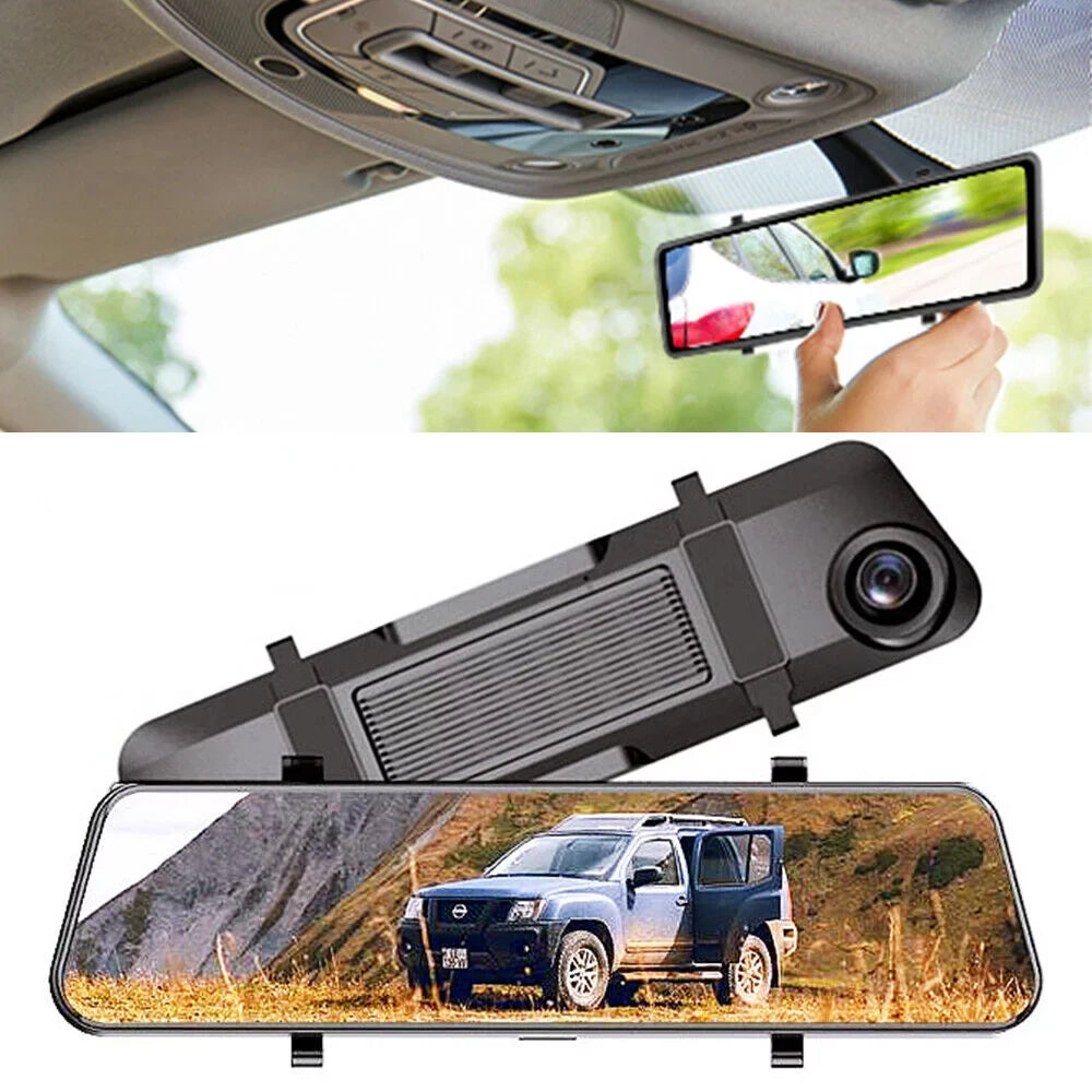 View Dual 12" Control Cam Car GPS Backup Mirror 4K Rear Camera WiFi Dash Voice Paddsun