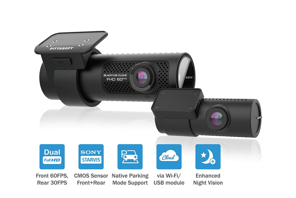 Monitor via | BlackVue | Back-Illuminated Cloud LTE DR750X-2CH Wi-Fi, Module Plus LTE Built-in 64GB | Optional GPS, Full Voltage Parking Dual STARVIS | HD Sensor Dashcam Mode Image
