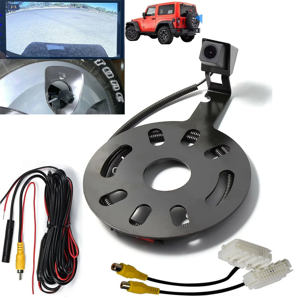 Removable Jeep for Monitor Reversing Spare Camera Tire iMeshbean Parking with Aftermarket Guideline Wrangler Rear View OEM Camera 2007-2018 Waterproof Adapter