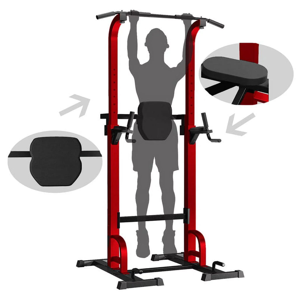 Station Pull Up Bar Workout Gym Strength Equipment，Red Stand Training for