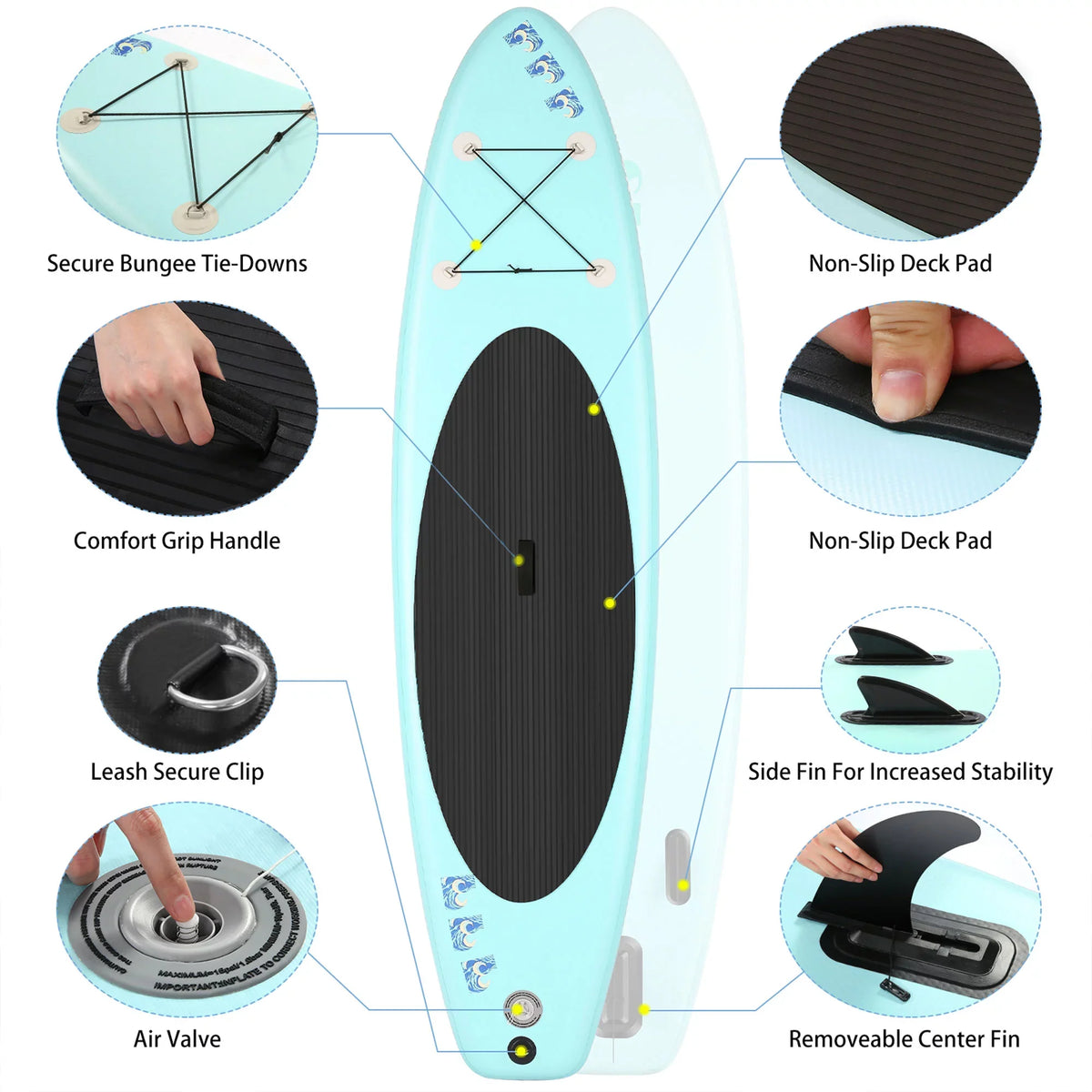 Board Blue Accessories, Up Paddle with Ancheer Inflatable Stand Lake iSUP