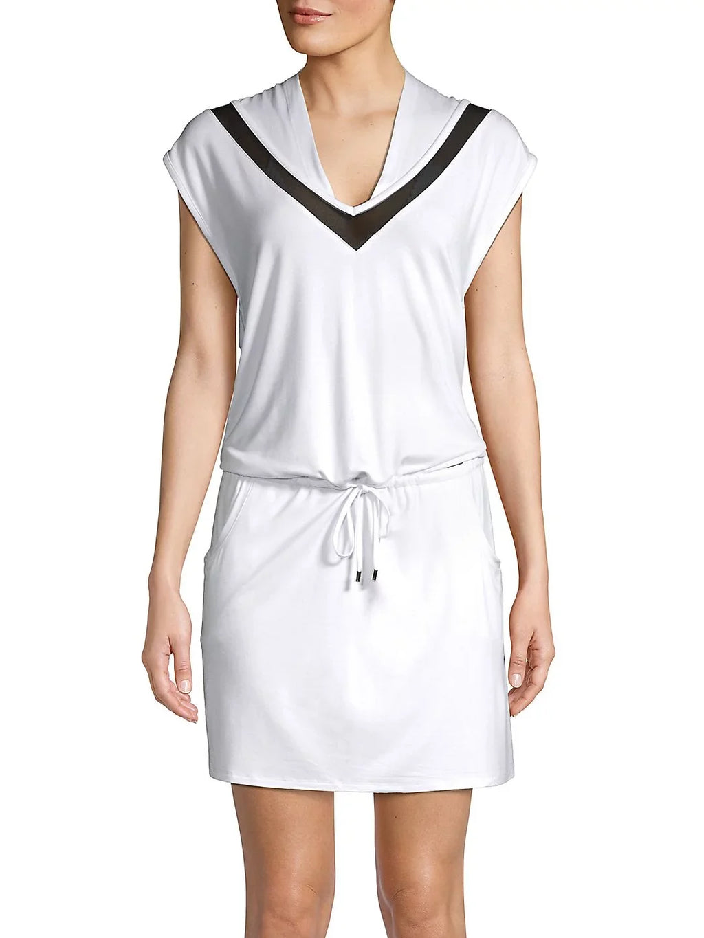 Swim Klein Calvin Cover-Up Dress White Cover-Up Womens L/XL Hooded