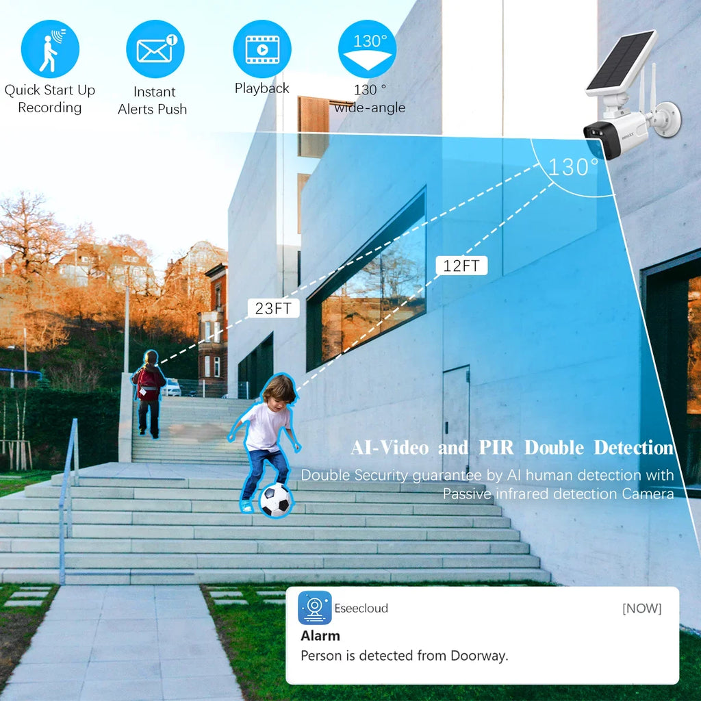 Camera 1TB OOSSXX Solar Surveillance Outdoor,Dual Antennas Cameras Hard with Drive System Wireless Security