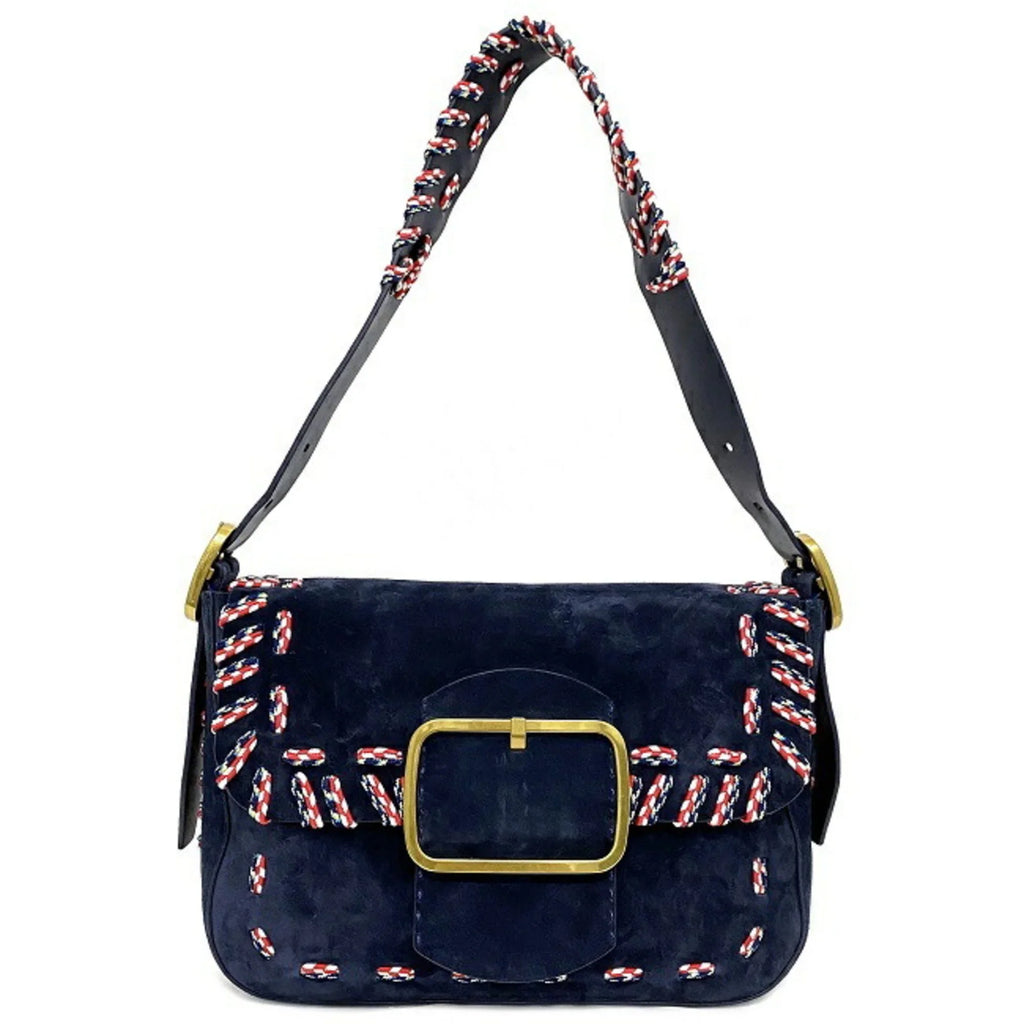 One BURCH Flap Tory Bag Burch Pre-Owned 10005608 Suede Leather Ladies 01-17 Navy Multicolor Shoulder TORY (Good)