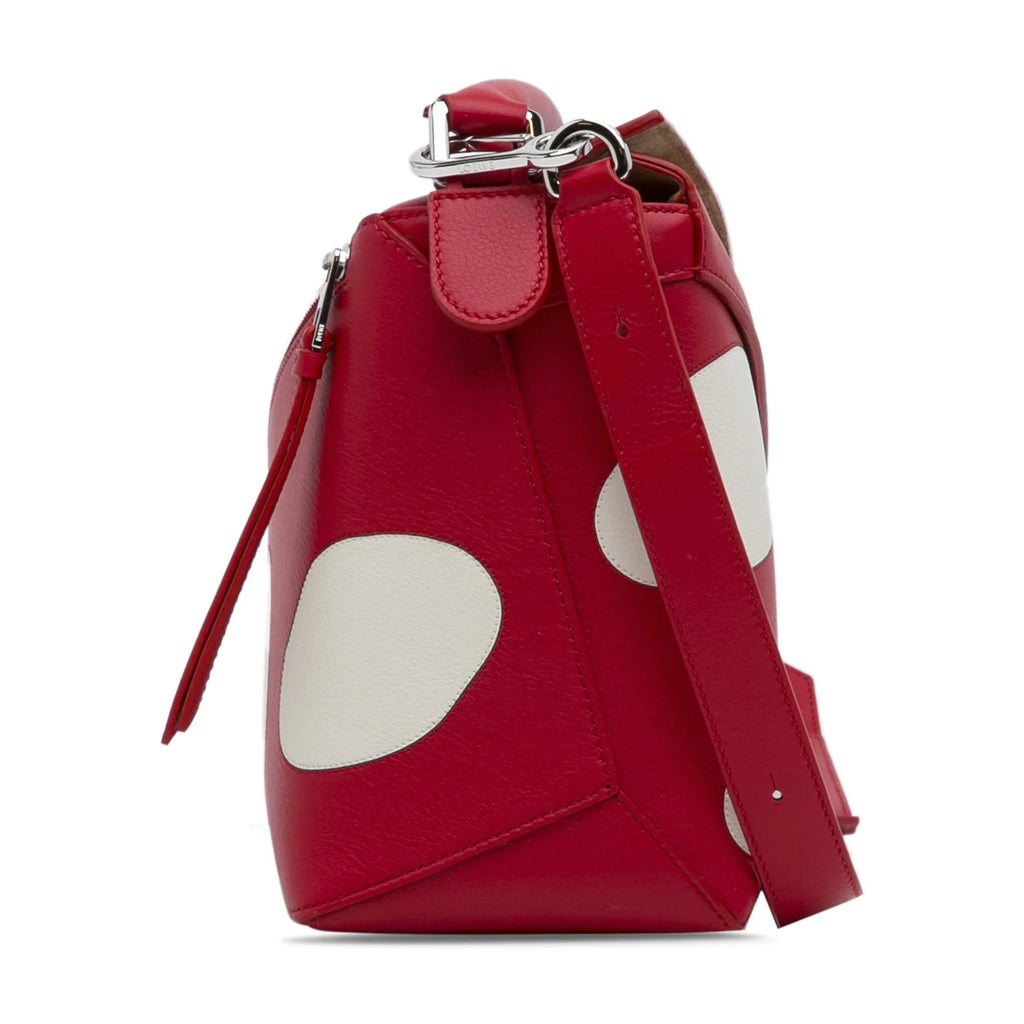 Satchel Red Puzzle LOEWE Mushroom Leather (Good) Unisex Edge Pre-Owned Authenticated Calf Small