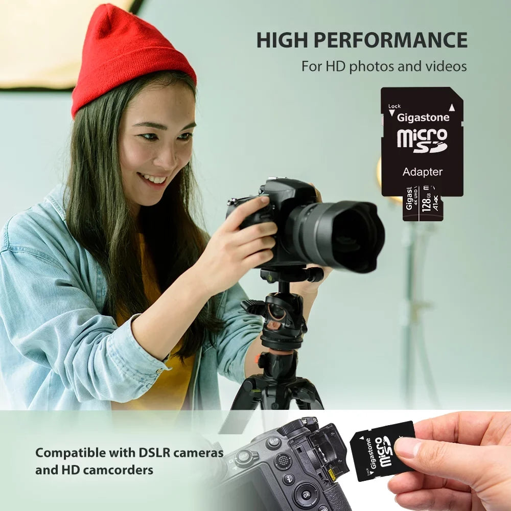 4K Security Pack Camera Dash Gigastone 128GB Cam 10, Cams, Professional, Card, SDXC Class Micro Action UHD Drone 5 Video, Surveillance (5x128GB) A1