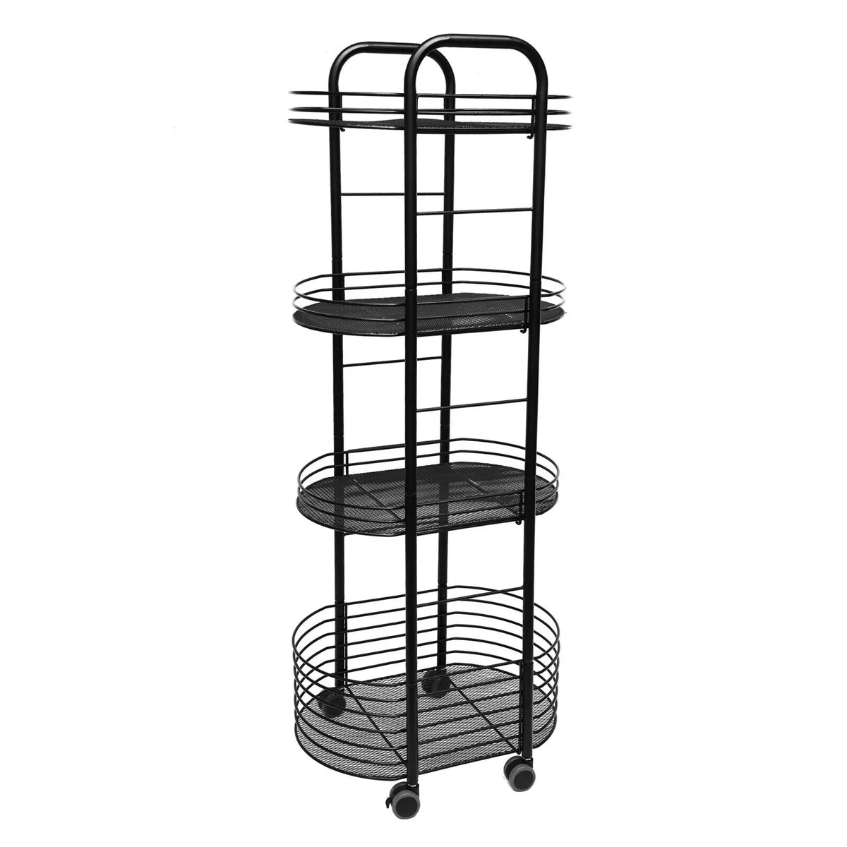 Movable Trolley Cart Tier 4 Shelf Utility Storage Storage Organizer Kitchen Rack