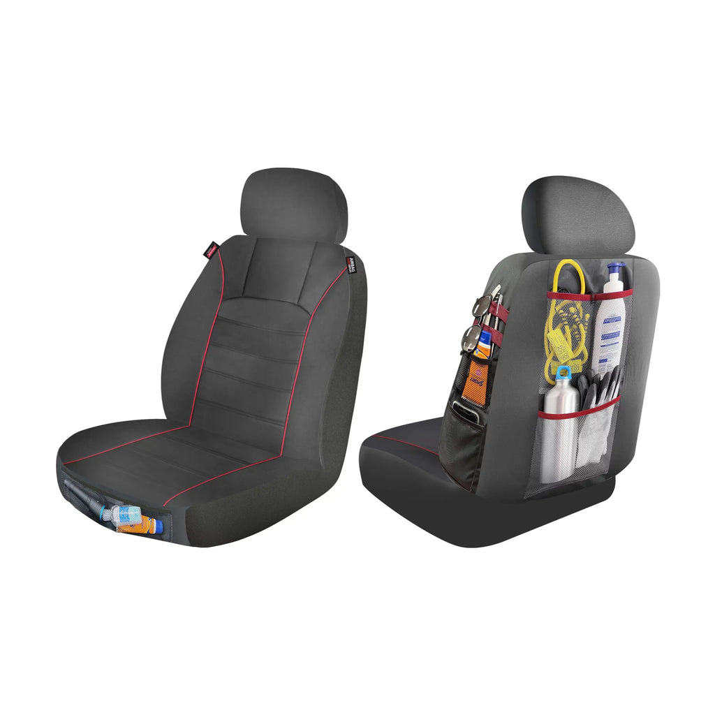 Piece Seat 43156WDI and Front Black 2 Universal Storage Red, Covers with Genuine Car - Dickies