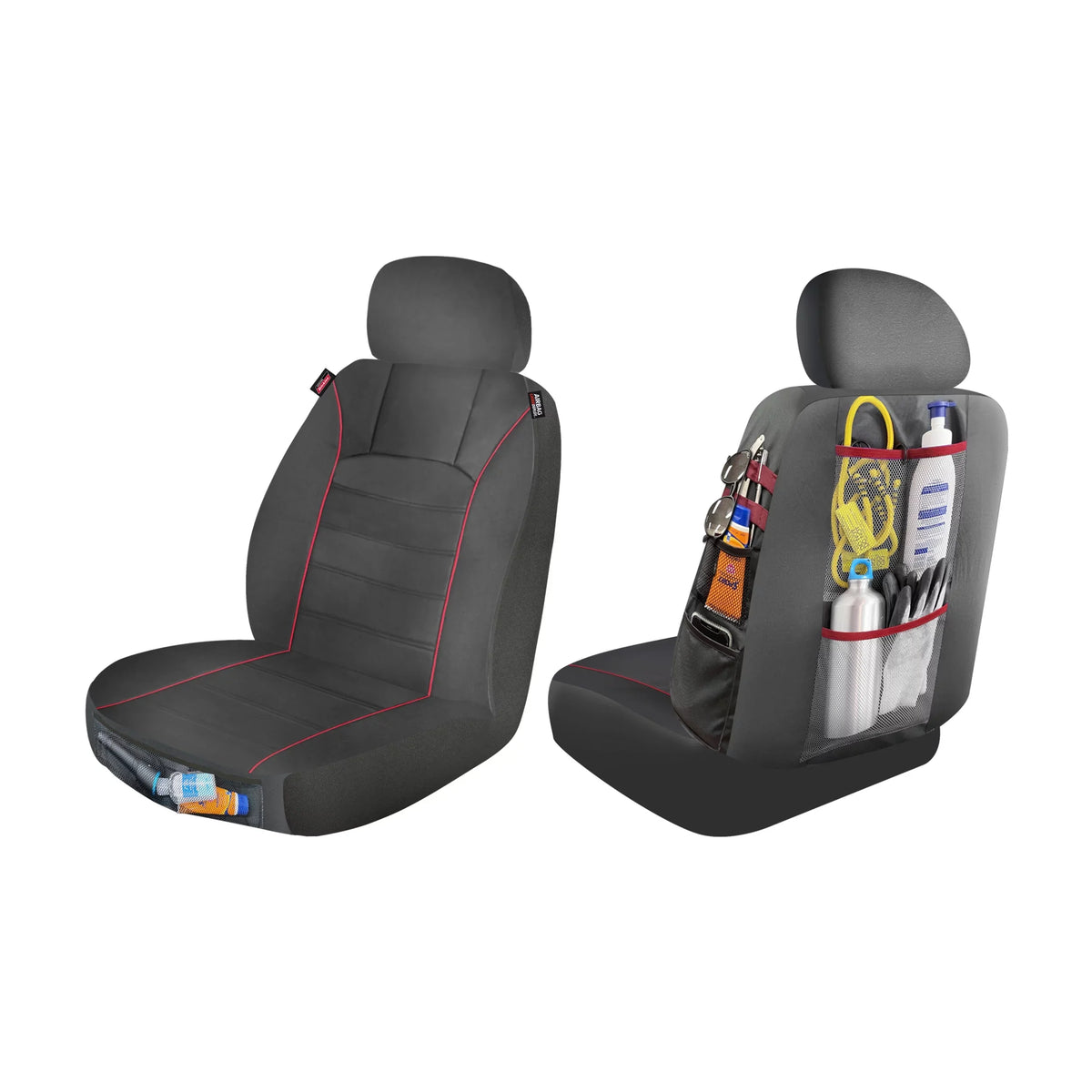 Piece Seat 43156WDI and Front Black 2 Universal Storage Red, Covers with Genuine Car - Dickies