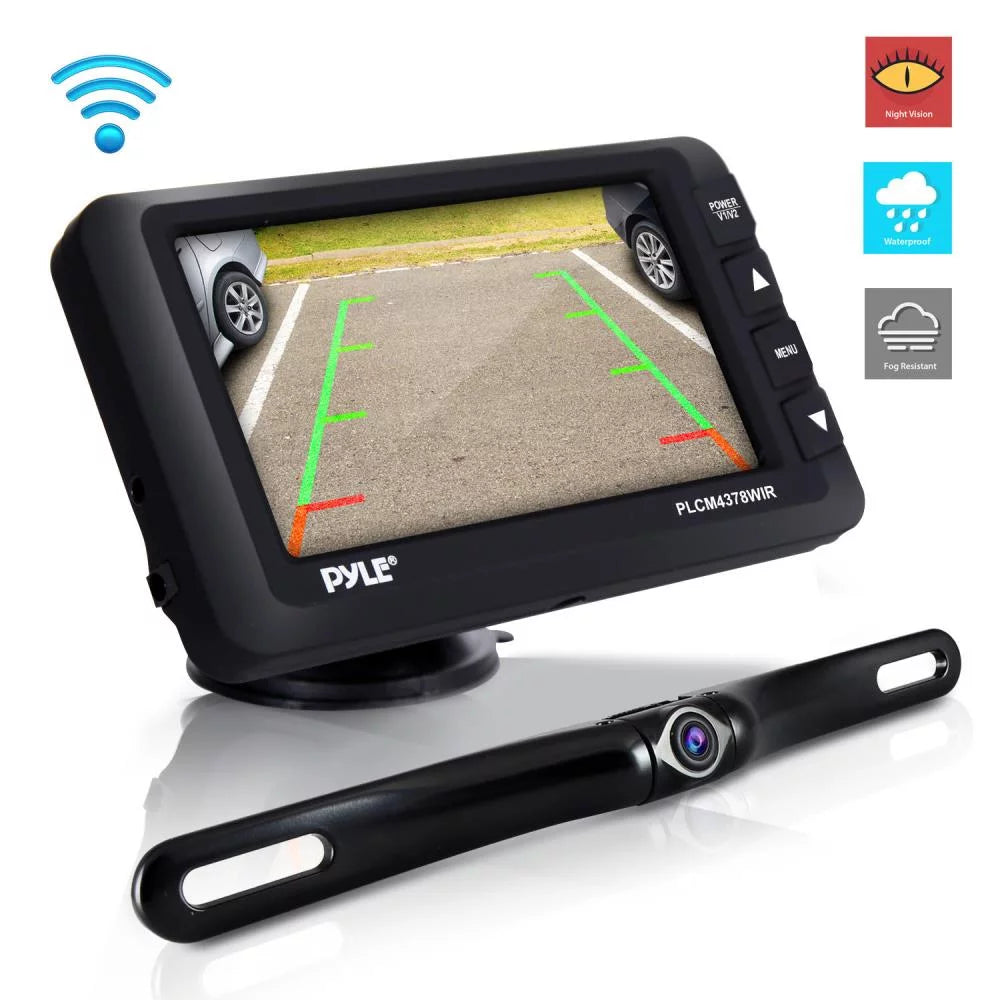 Display Rear Wireless Vehicle with Screen - Camera PYLE Monitor Kit Parking/Reverse 4.3’’ & - Backup PLCM4378WIR.5 View System
