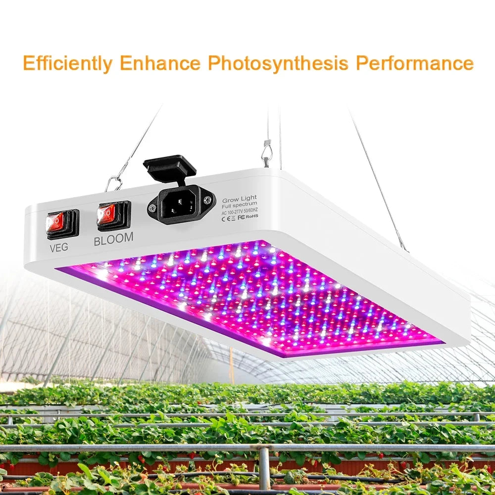 Flowers, 2000W Spectrum Plant with for Ideal Full Growing Lamp Switch, Greenhouse LEDs 312 Grow Waterproof, Seedlings, Light - LED Indoor Veg/Bloom IP65 with