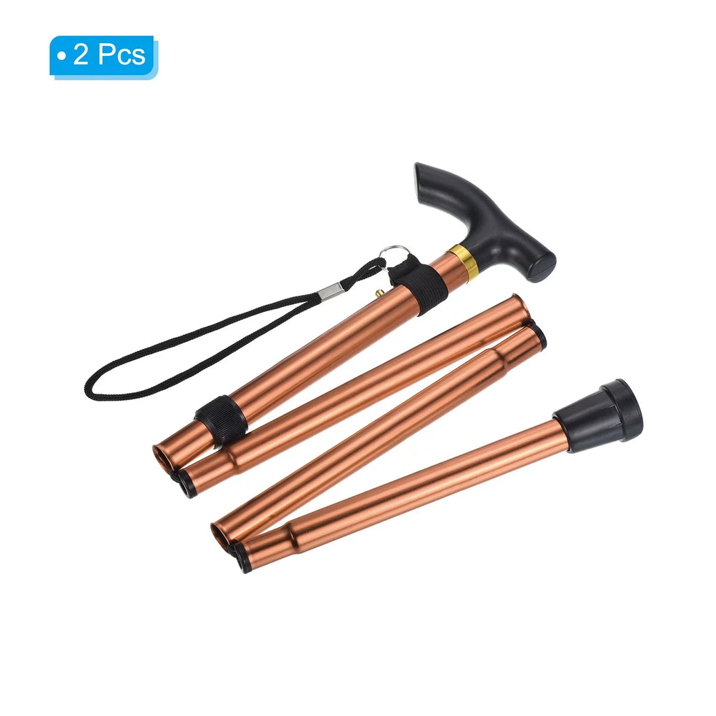 Poles Trekking 2Pack Telescopic Collapsible Hiking Alloy Pole Uxcell Brown, Aluminum