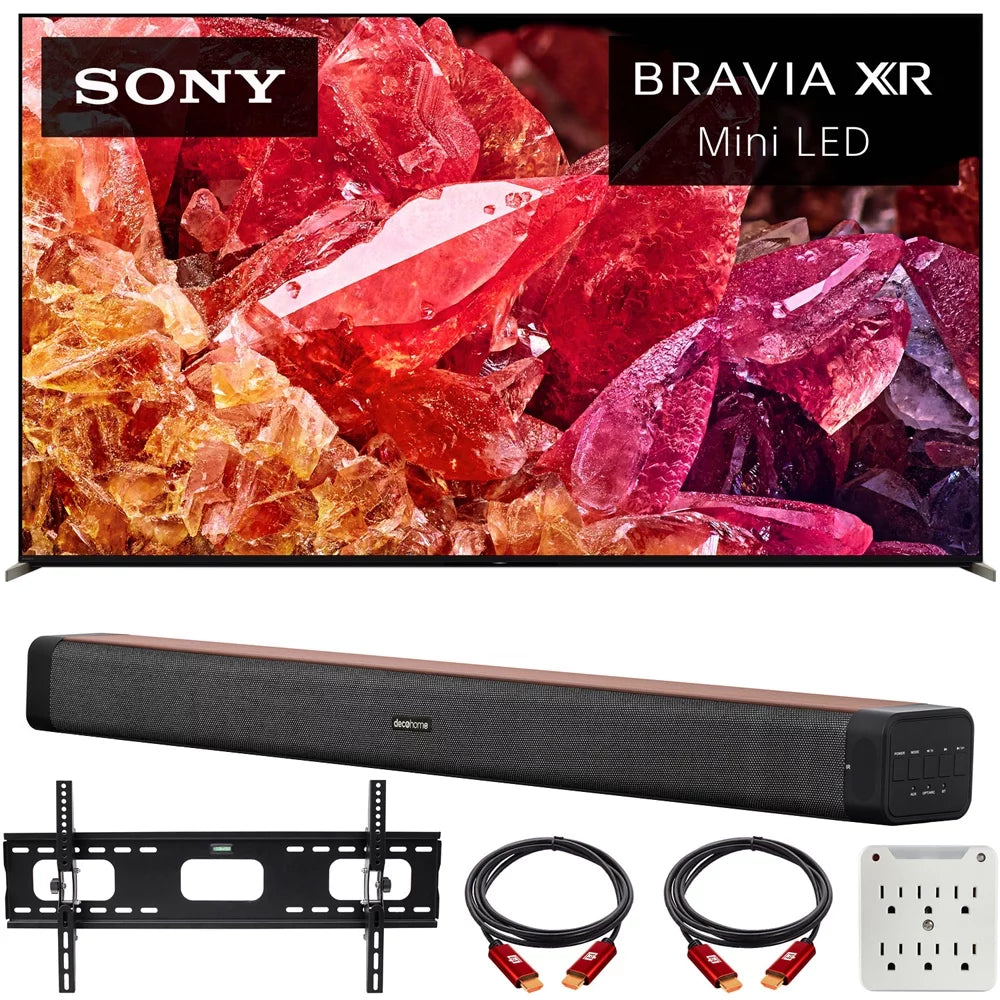6-Outlet Wall Deco 60W Mini Bundle Adapter Google XR85X95K TV LED TV and with 2.0 XR X95K Bundle Home HDR Bracket 37"-100" with TV smart 4K Soundbar, Channel BRAVIA (2022 Surge Model) Mount Sony 85"