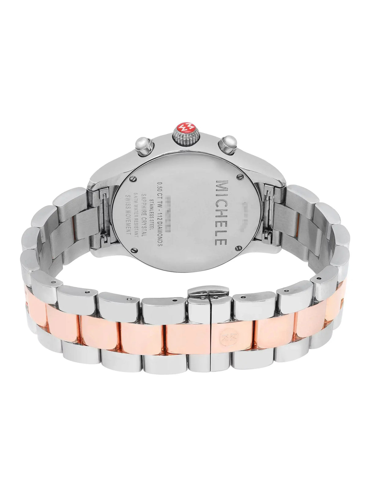 Ladies 40mm MWW17A000017 Diamond Watch Michele Steel 0.50cttw Jetway Quartz
