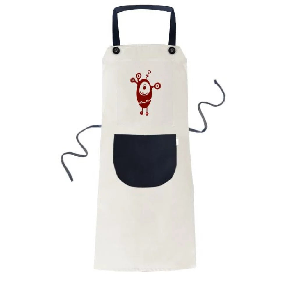 Linen Pinafore Adjustable Kitchen Alien Apron Cotton Monster Cyclops BBQ Bib Pocket Creature