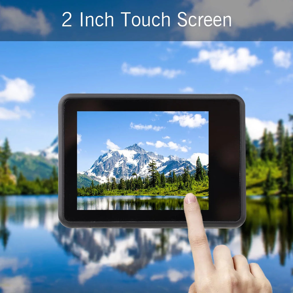 Screen, WiFi Dual Ultra Black Waterproof, Wide Camera, Kit, 30 Angle, Accessories 170° Mounting Definition Meters Action Radirus with High Camera 4K60FPS Sports