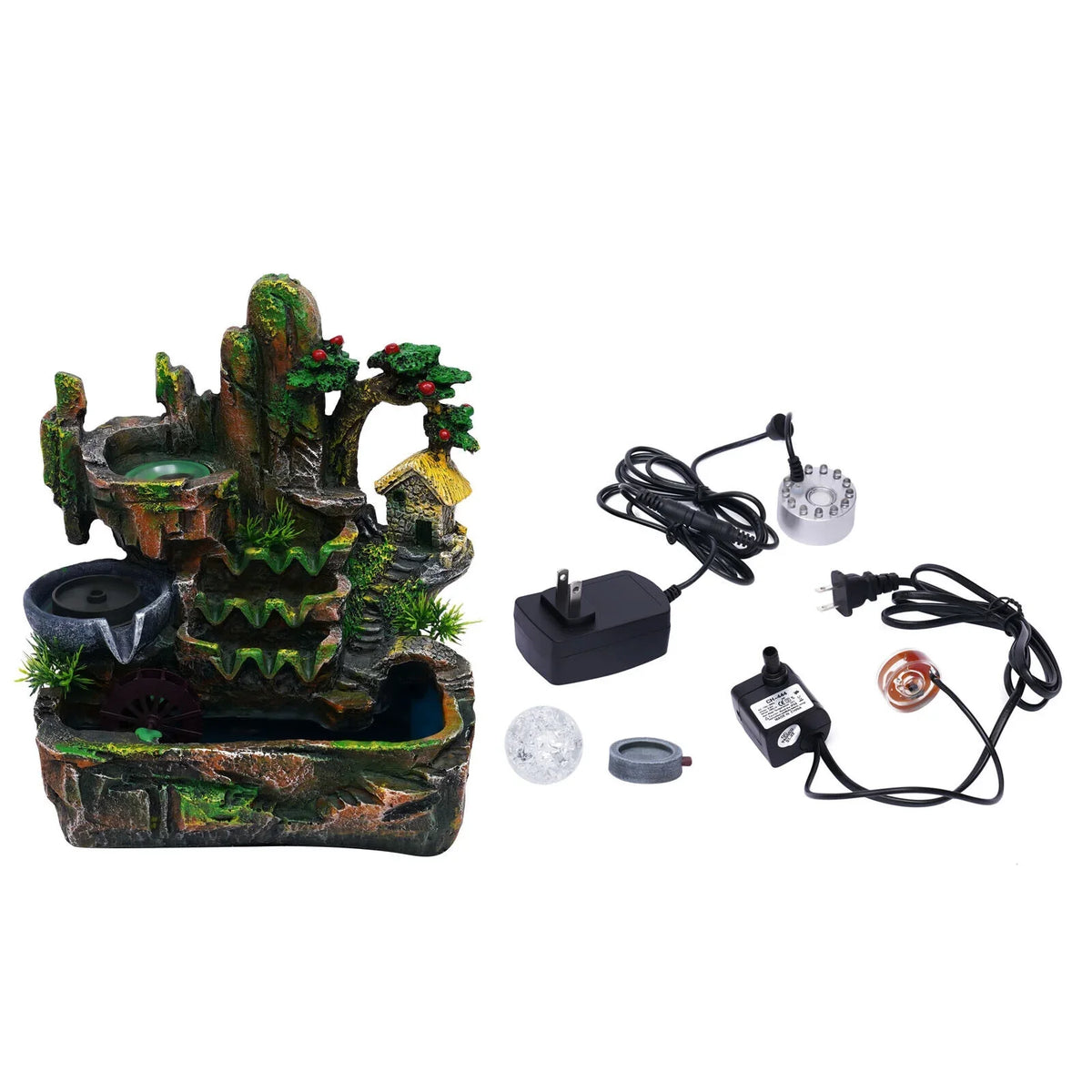 Decoration Light With Atomizer ZhdnBhnos Tabletop Fountain Office Home Led Fengshui Waterfall Indoor Rockery &