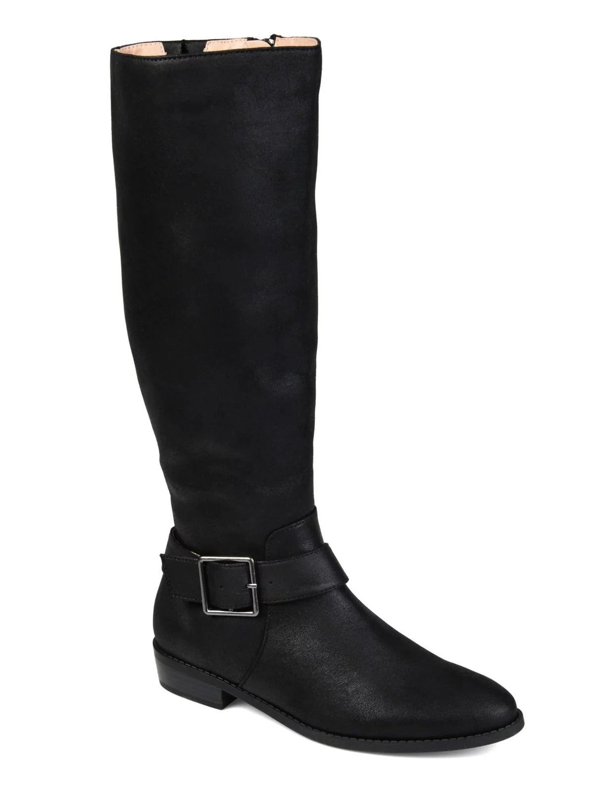 JOURNEE Buckle Goring X Block Riding Zip-Up Toe Wide Accent Boot Womens Winona Heel Black WC Almond COLLECTION Calf Calf Extra 7.5 Wide