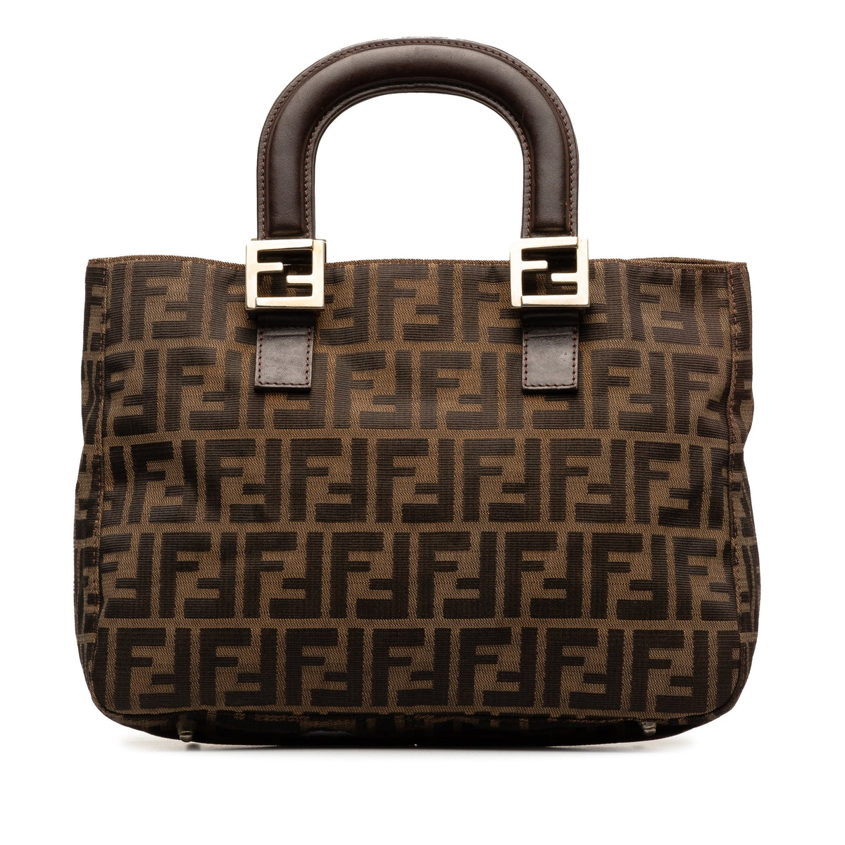 Tote Brown (Good) Authenticated Fabric Bag Tote Canvas Zucca Twins Fendi Pre-Owned Unisex