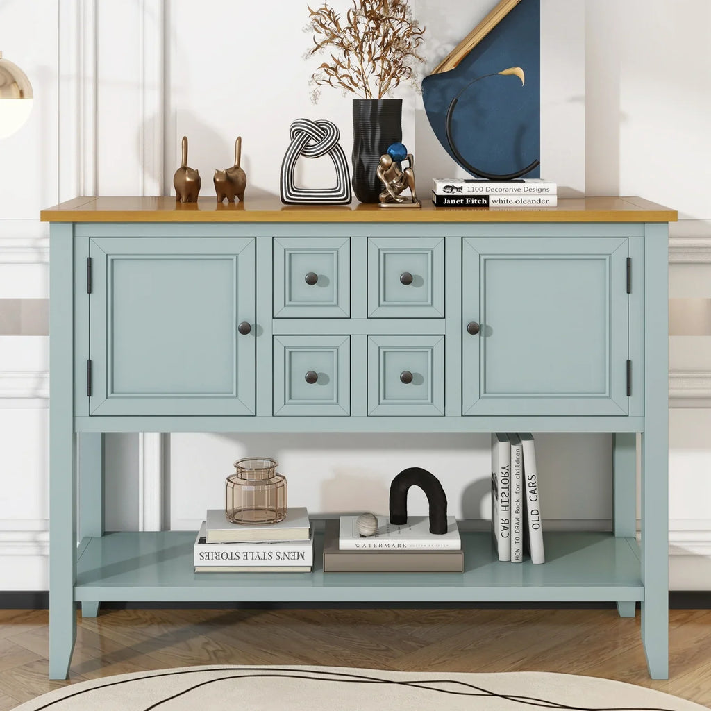 and Small Living OLD Table Kitchens Vintage for and Shelf Gray Drawers Rooms Ample Cambridge Console Entrances Storage Bottom TREXM WF190263AAE) with Series (Antique SKU Four