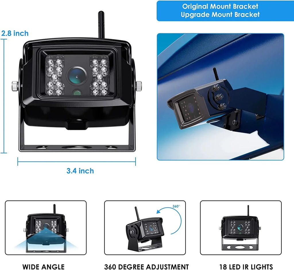 Monitor Truck/RV-B4C Backup 7'' ZEROXCLUB Wireless for Camera HD 1080P Digital Truck/Semi-Trailer/Box System Kit Waterproof Rear View DVR IP69 Camera