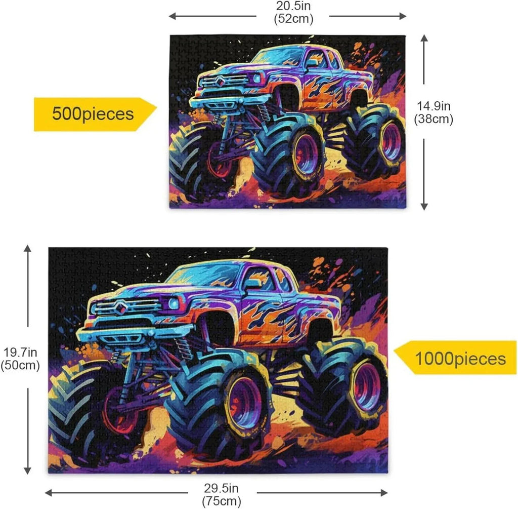 Brain for Wood for Monster Friends Parents Jigsaw Material Gift Neon Fun Paper with Puzzle Game Challenging Kids Bag, Adults, Composite PCS Family Storage Exercise Zigsaw Truck 500 Puzzle,