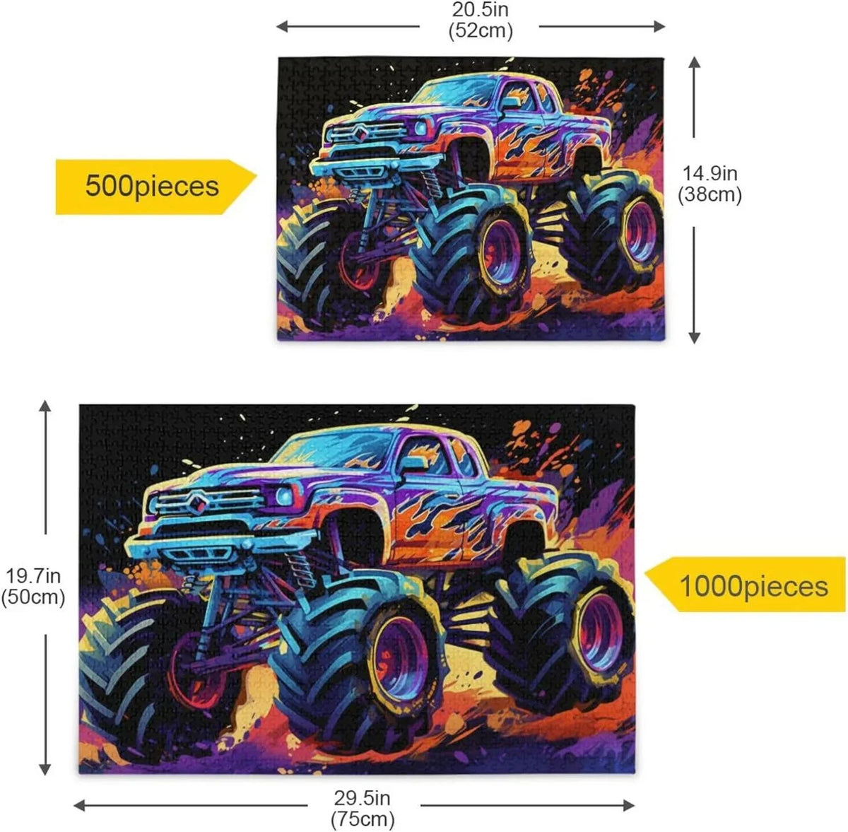 Brain for Wood for Monster Friends Parents Jigsaw Material Gift Neon Fun Paper with Puzzle Game Challenging Kids Bag, Adults, Composite PCS Family Storage Exercise Zigsaw Truck 500 Puzzle,
