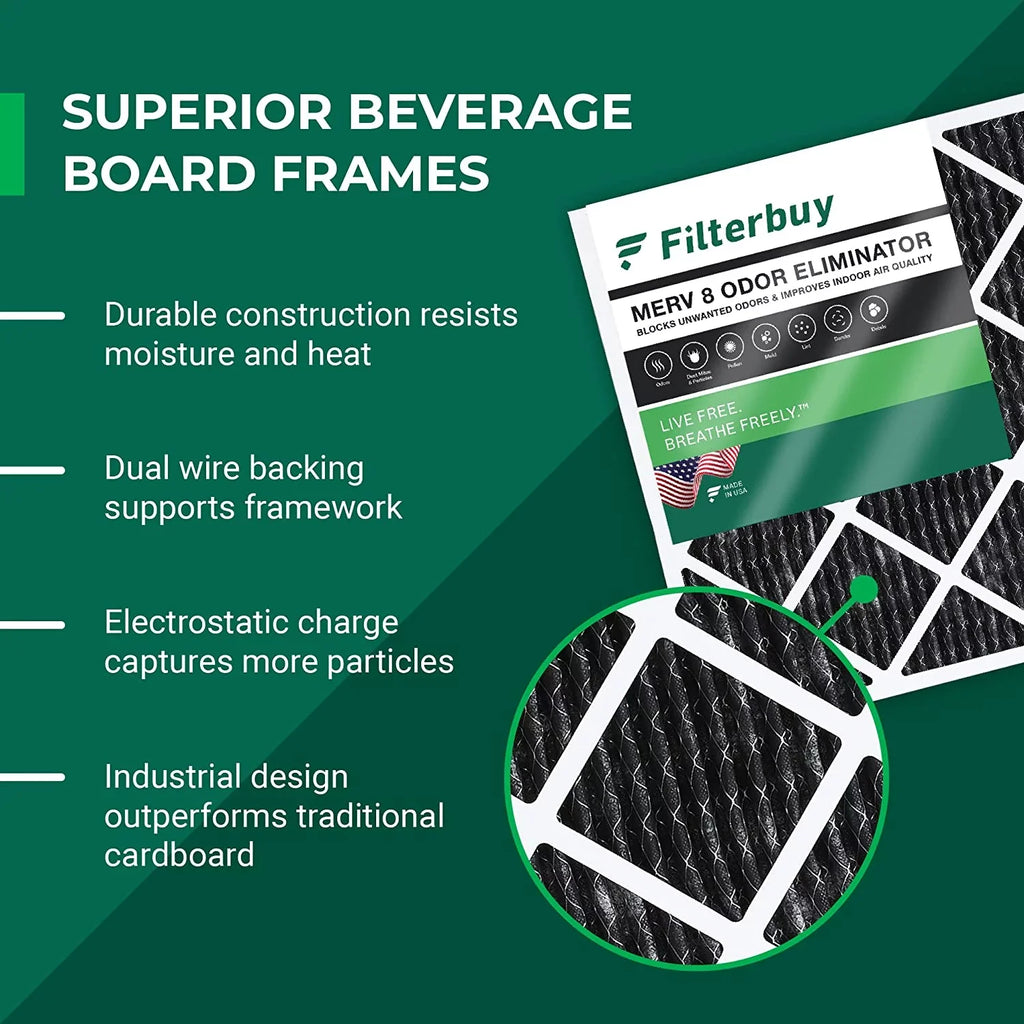 MERV Furnace HVAC Air (4-Pack) AC Pleated Odor 12x12x1 Carbon Filters Eliminator 8 Filterbuy Activated with