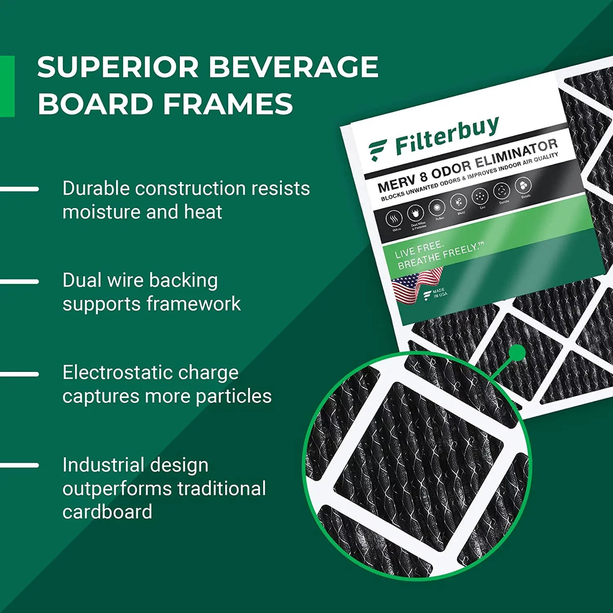 MERV Furnace HVAC Air (4-Pack) AC Pleated Odor 12x12x1 Carbon Filters Eliminator 8 Filterbuy Activated with