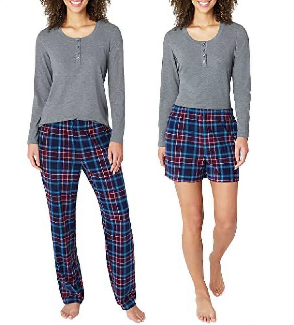 Knit Waffle Women's 3-Piece Bauer Set Eddie Large) Pajama (Gray,