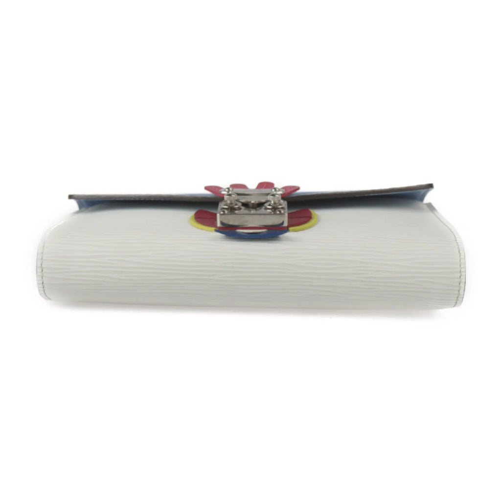 Wallet Shoulder Tribal Mask Leather VUITTON LOUIS Silver White (Good) Pre-Owned Louis Blue Hardware Bag Chain Vuitton Series Epi Long M60795 Multicolor