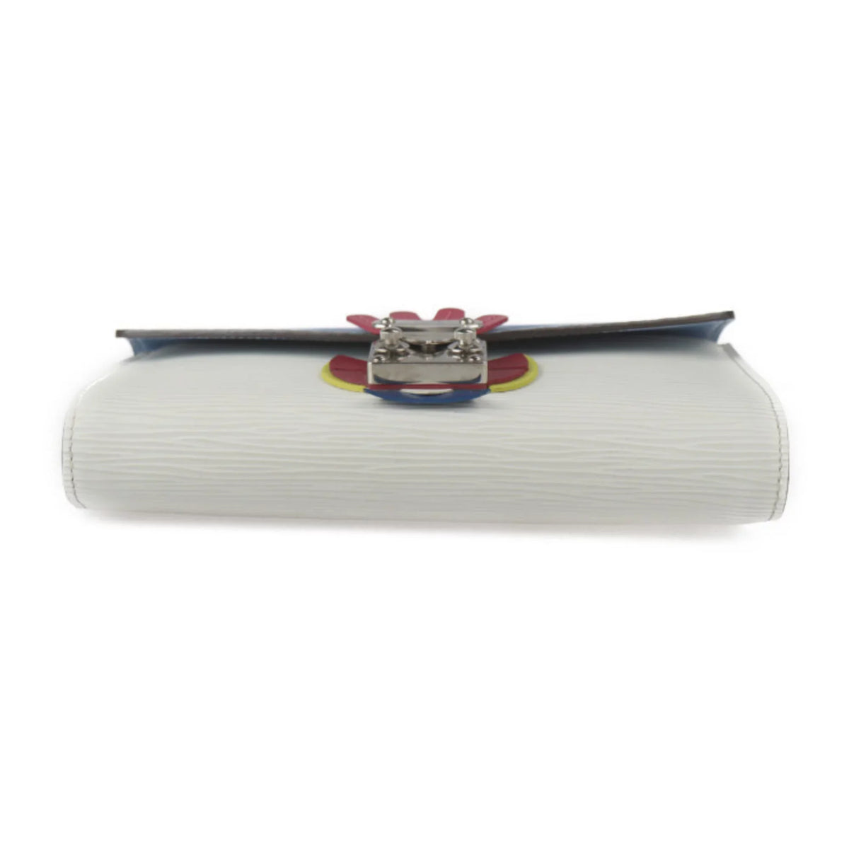 Wallet Shoulder Tribal Mask Leather VUITTON LOUIS Silver White (Good) Pre-Owned Louis Blue Hardware Bag Chain Vuitton Series Epi Long M60795 Multicolor