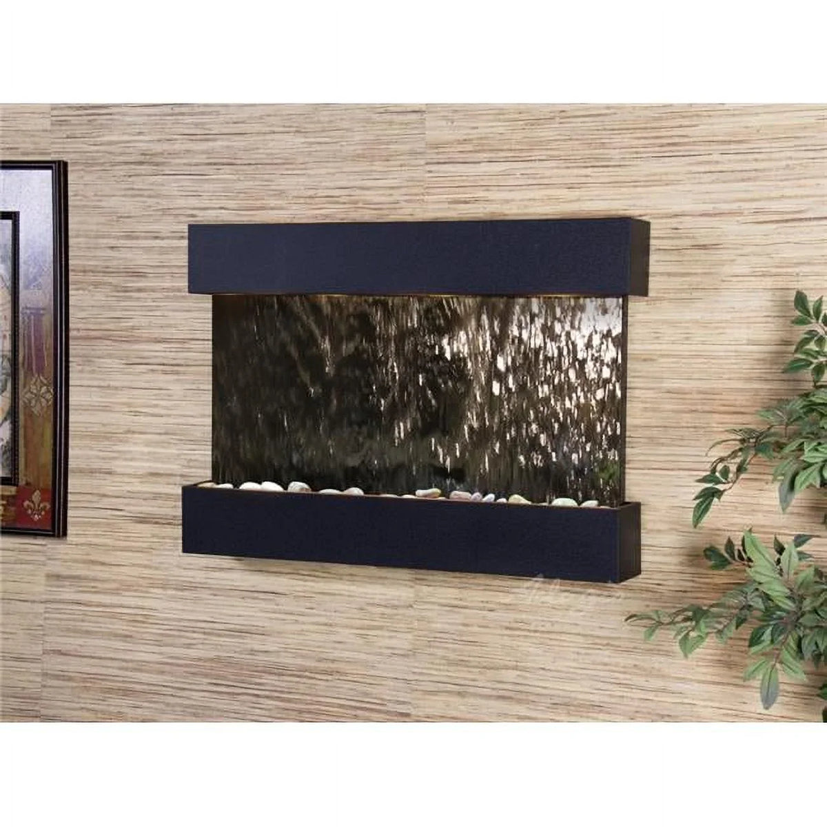 RCS1740 Textured Adagio Fountain Creek Reflection Black Silver Wall Mirror